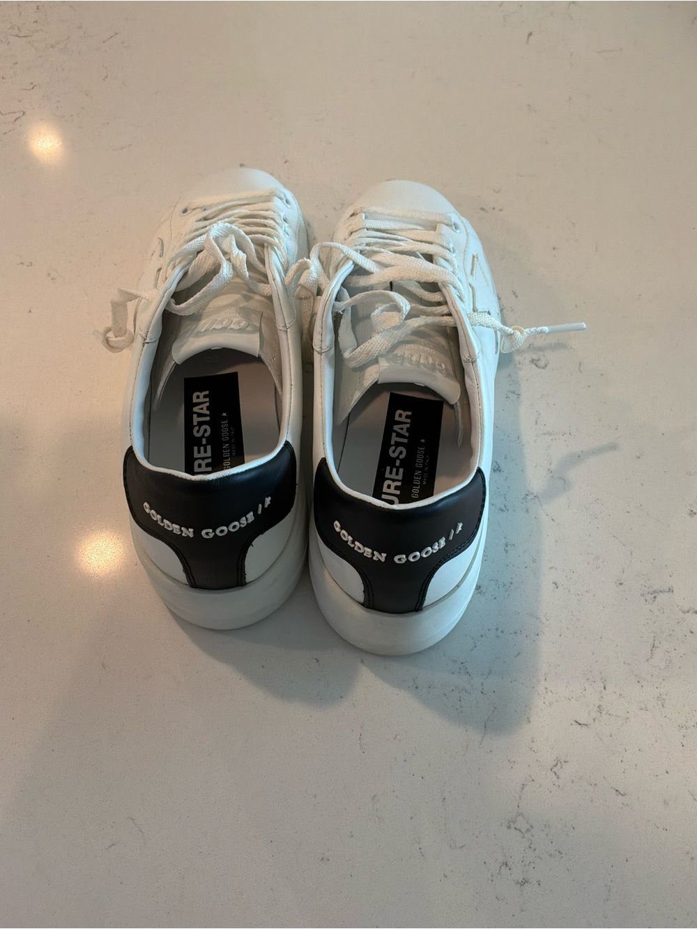 Golden Goose White Leather Sneakers with Black Heel Tab - Picture 5 of 12